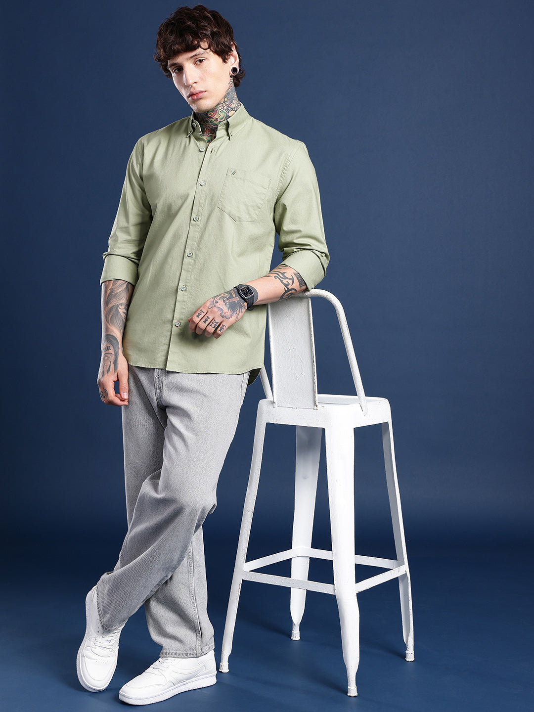 Olive Full Sleeve Oxford Cotton Shirt