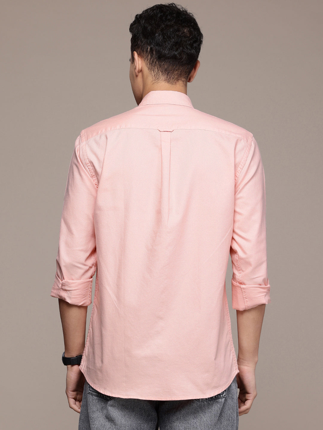 Peach Full Sleeve Oxford Cotton Shirt