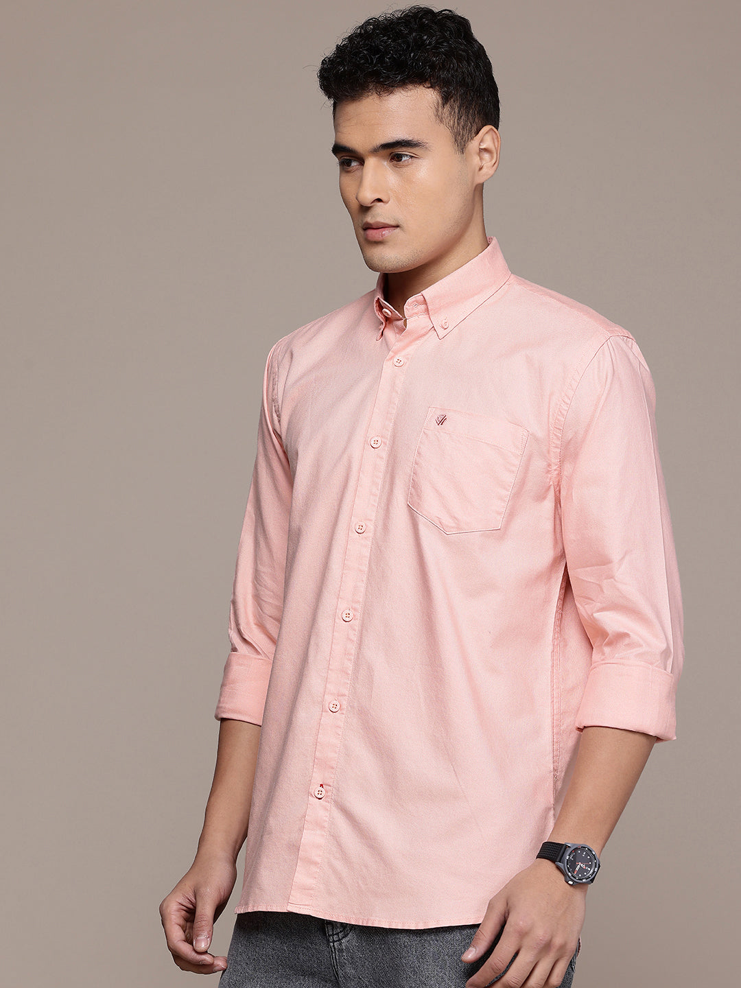 Peach Full Sleeve Oxford Cotton Shirt