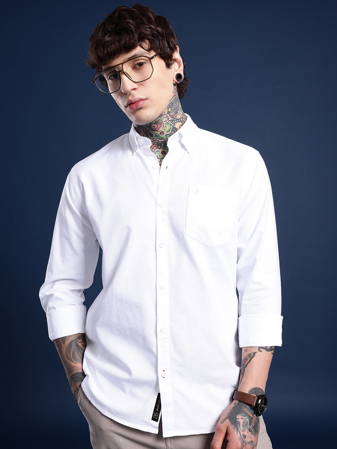White Full Sleeve Oxford Cotton Shirt