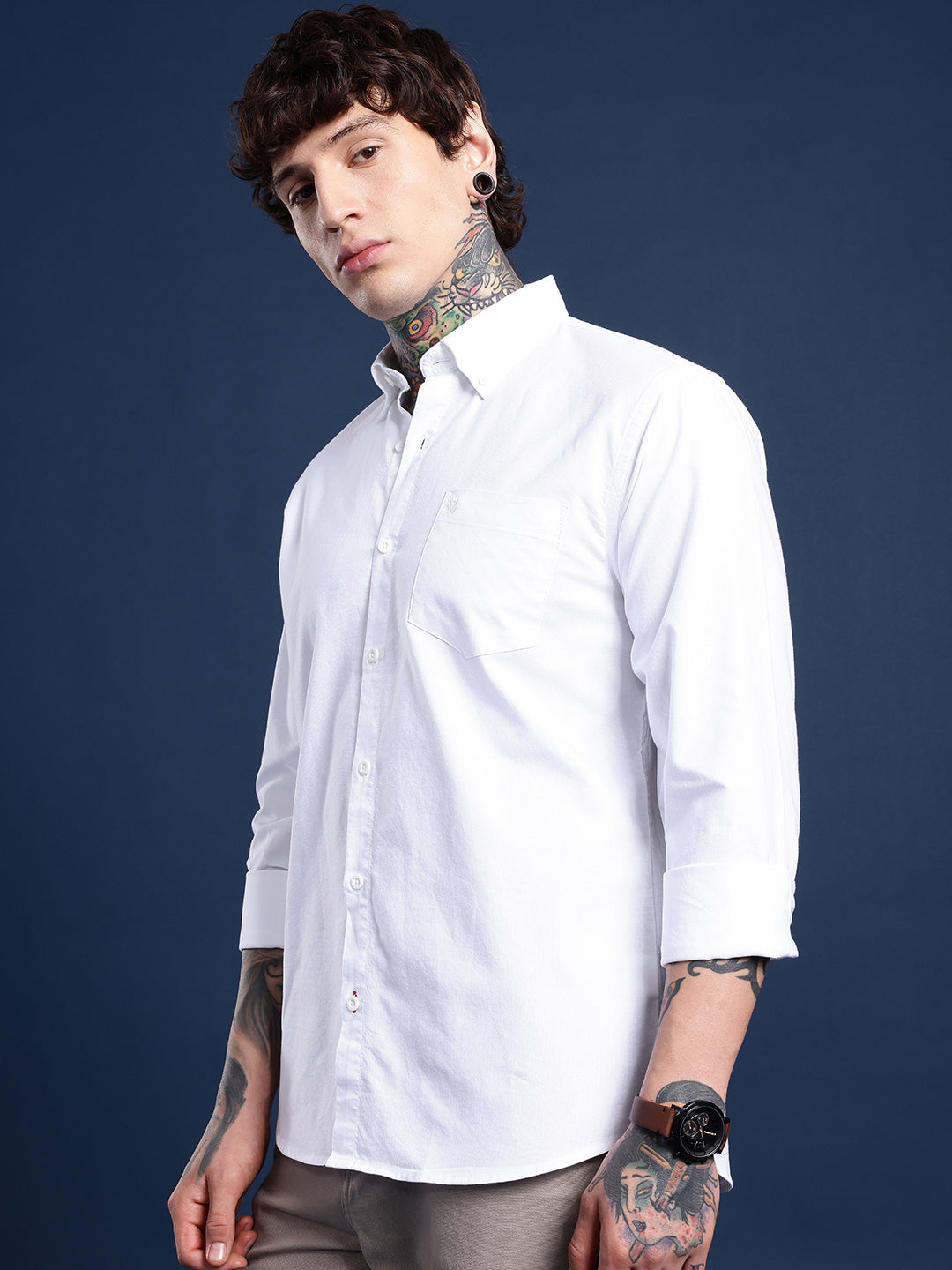 White Full Sleeve Oxford Cotton Shirt