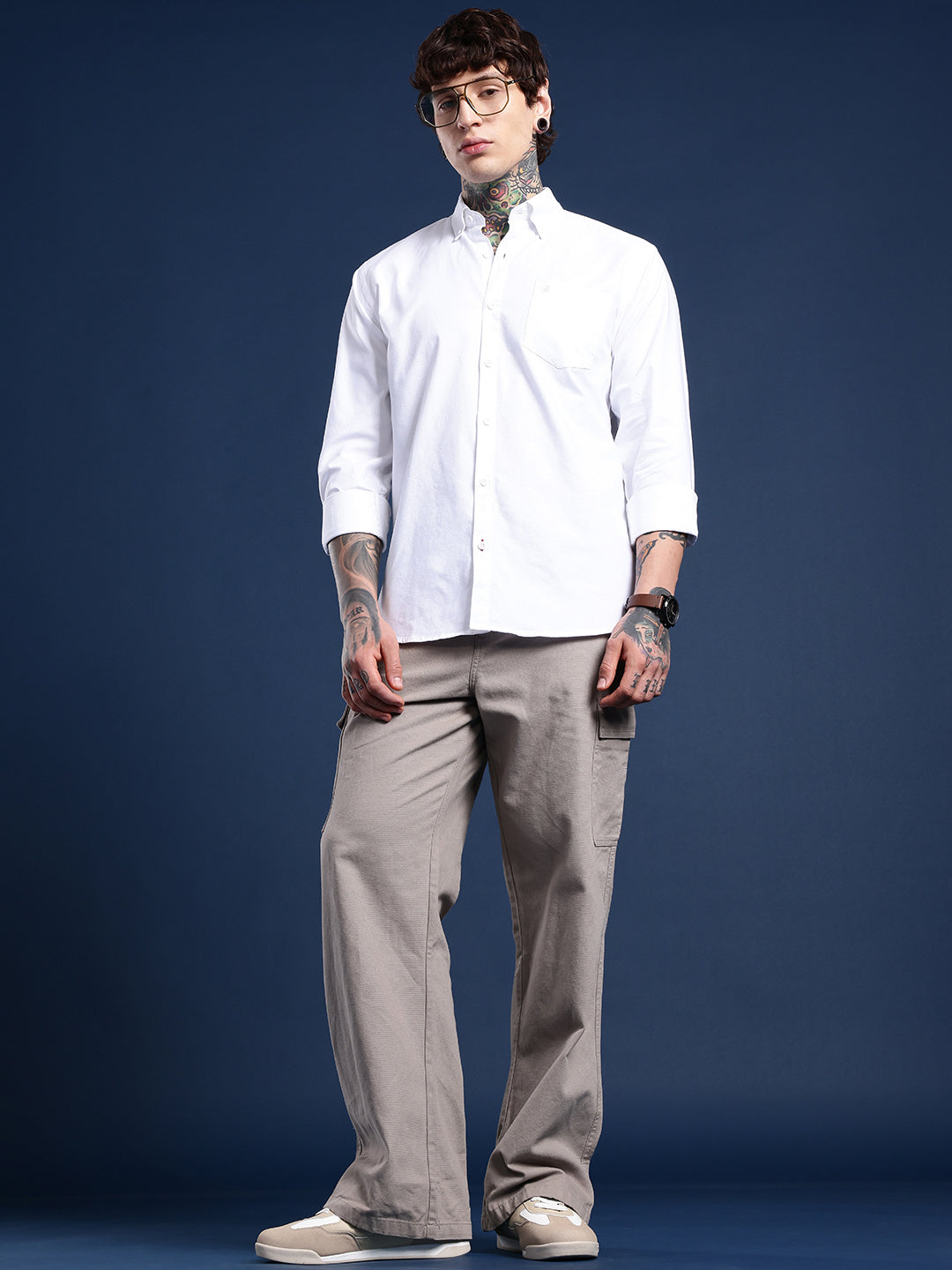 White Full Sleeve Oxford Cotton Shirt