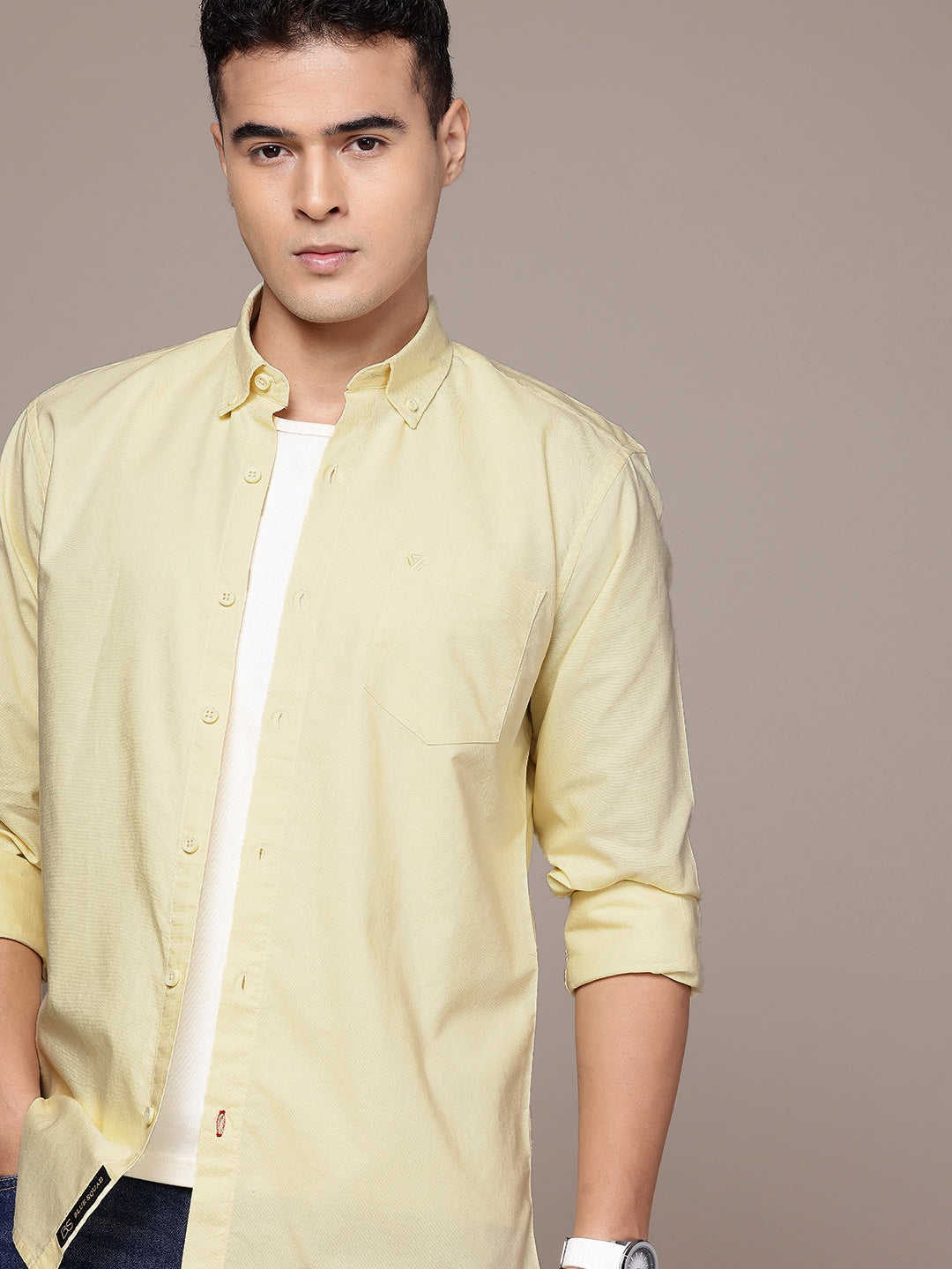 Yellow Full Sleeve Oxford Cotton Shirt