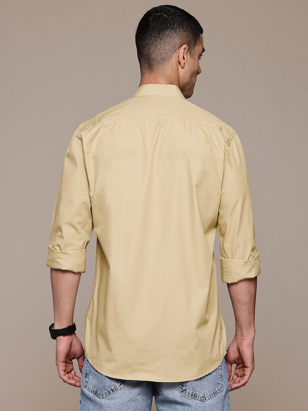 Beige Full Sleeve Pure Cotton Shirt