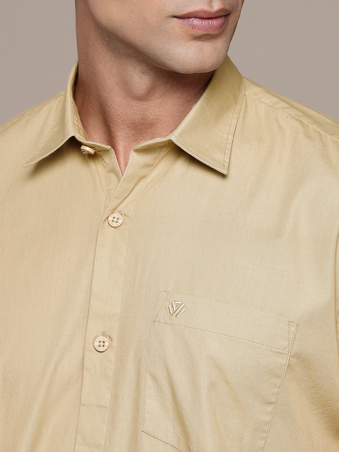 Beige Full Sleeve Pure Cotton Shirt
