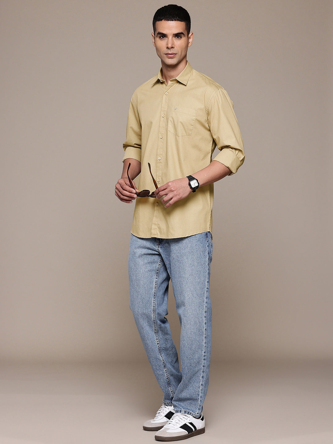 Beige Full Sleeve Pure Cotton Shirt