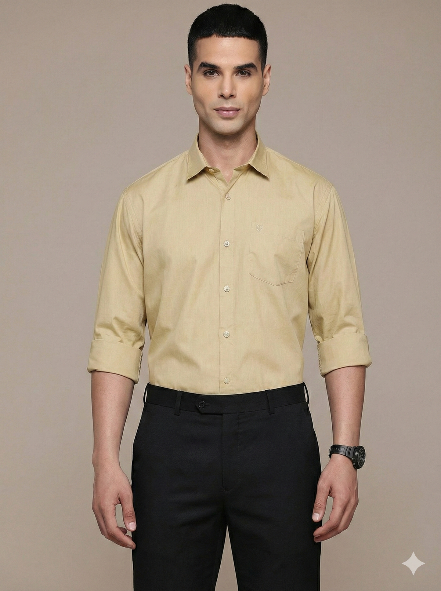 Beige Full Sleeve Pure Cotton Shirt