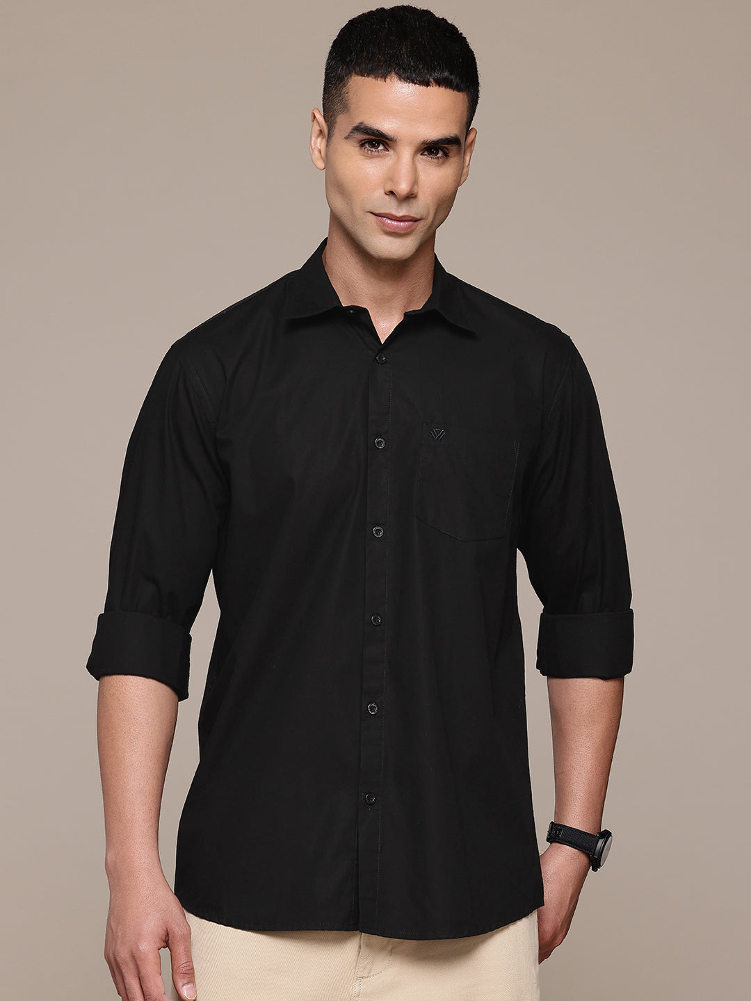 Black Full Sleeve Pure Cotton Shirt