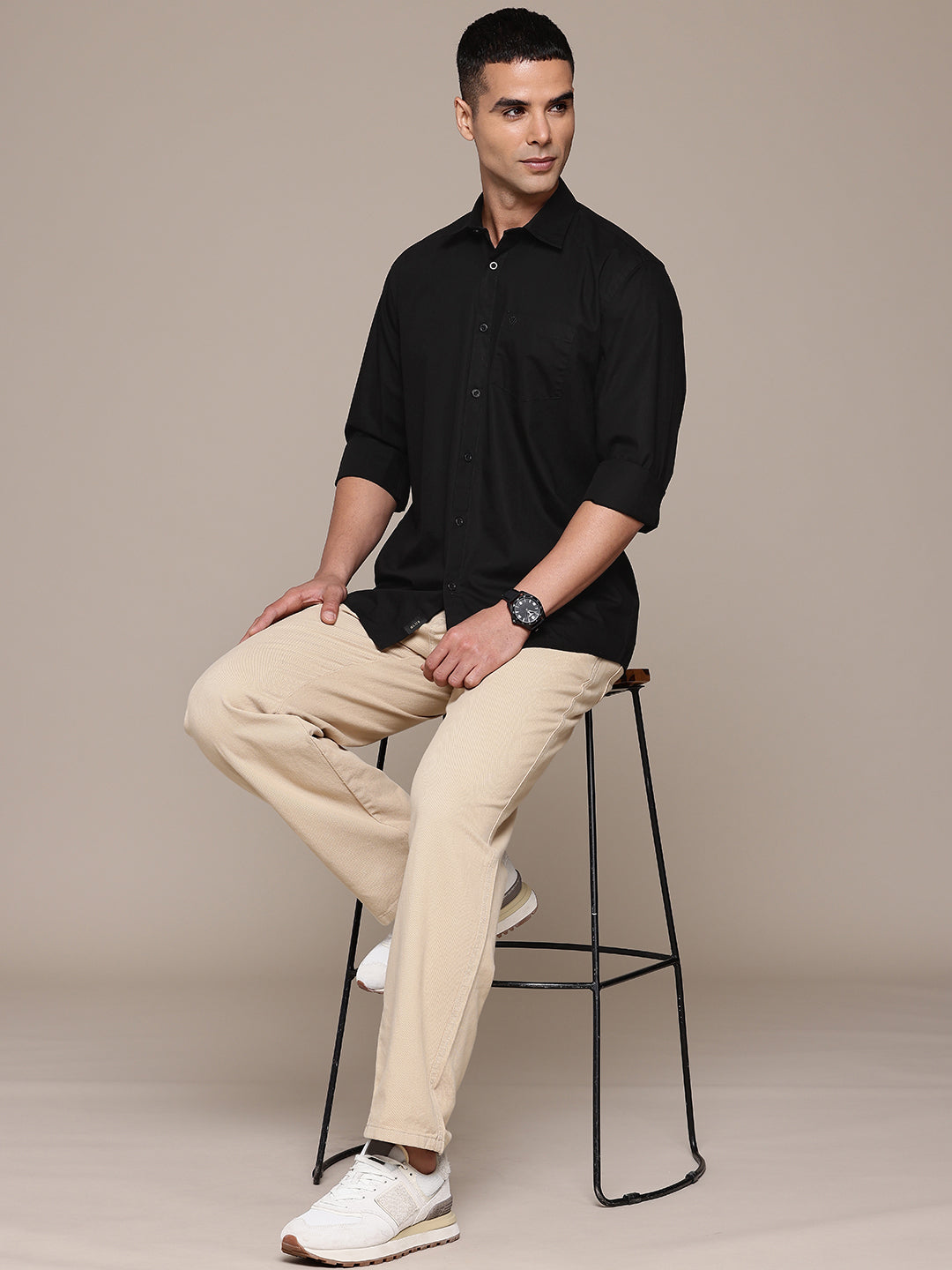 Black Full Sleeve Pure Cotton Shirt