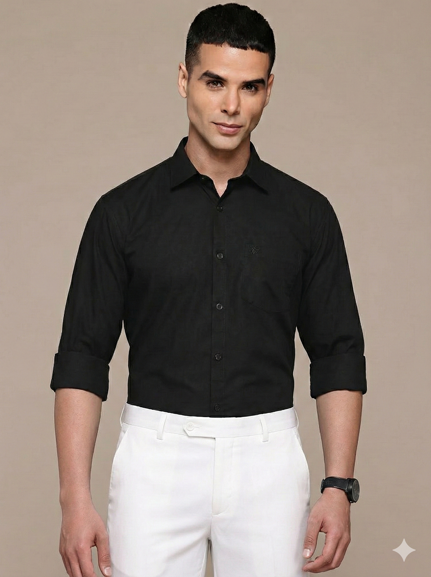 Black Full Sleeve Pure Cotton Shirt