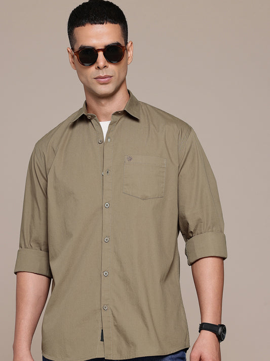 Brown Full Sleeve Pure Cotton Shirt