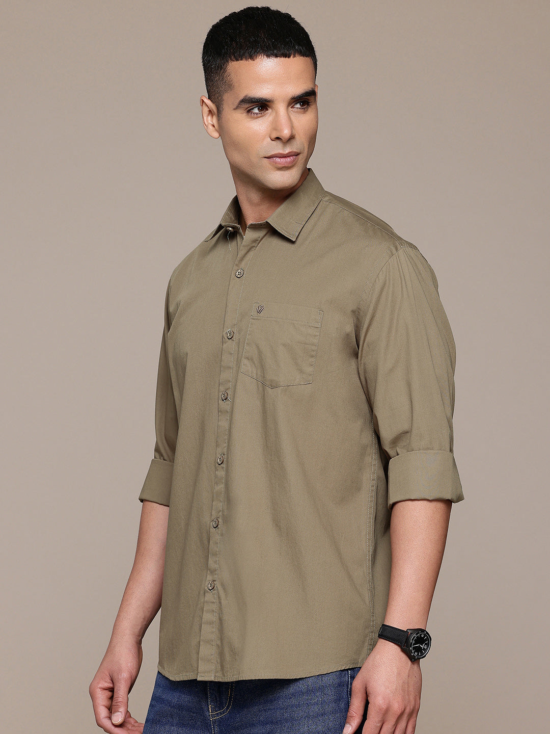 Brown Full Sleeve Pure Cotton Shirt