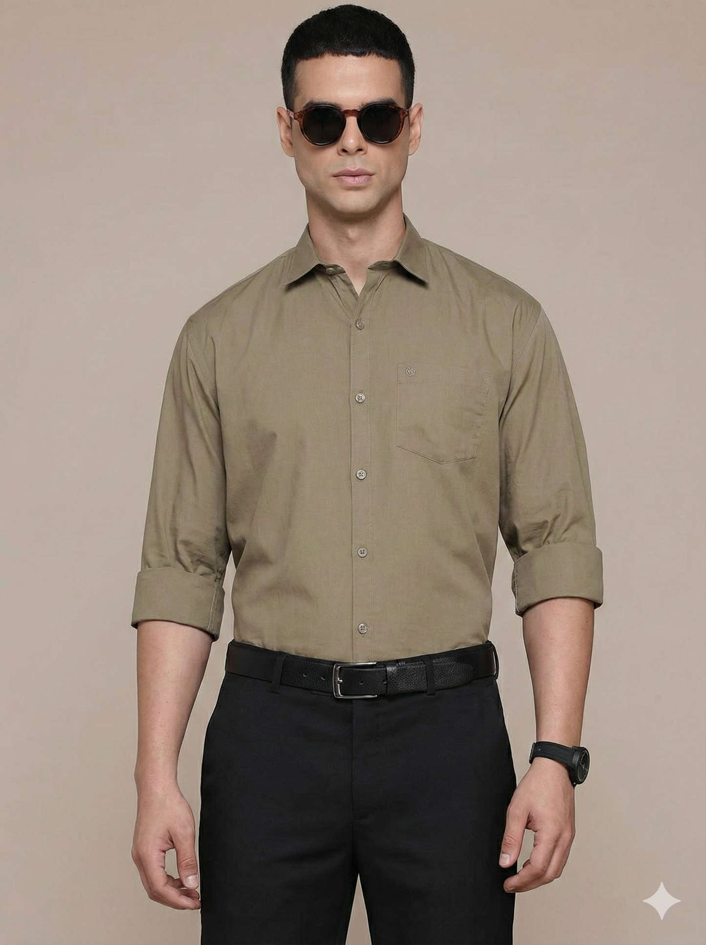 Brown Full Sleeve Pure Cotton Shirt