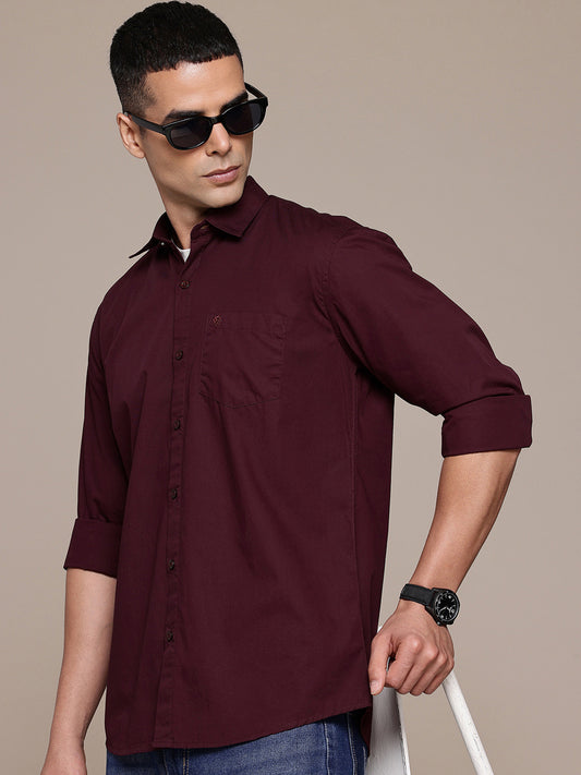 Burgundy Full Sleeve Pure Cotton Shirt