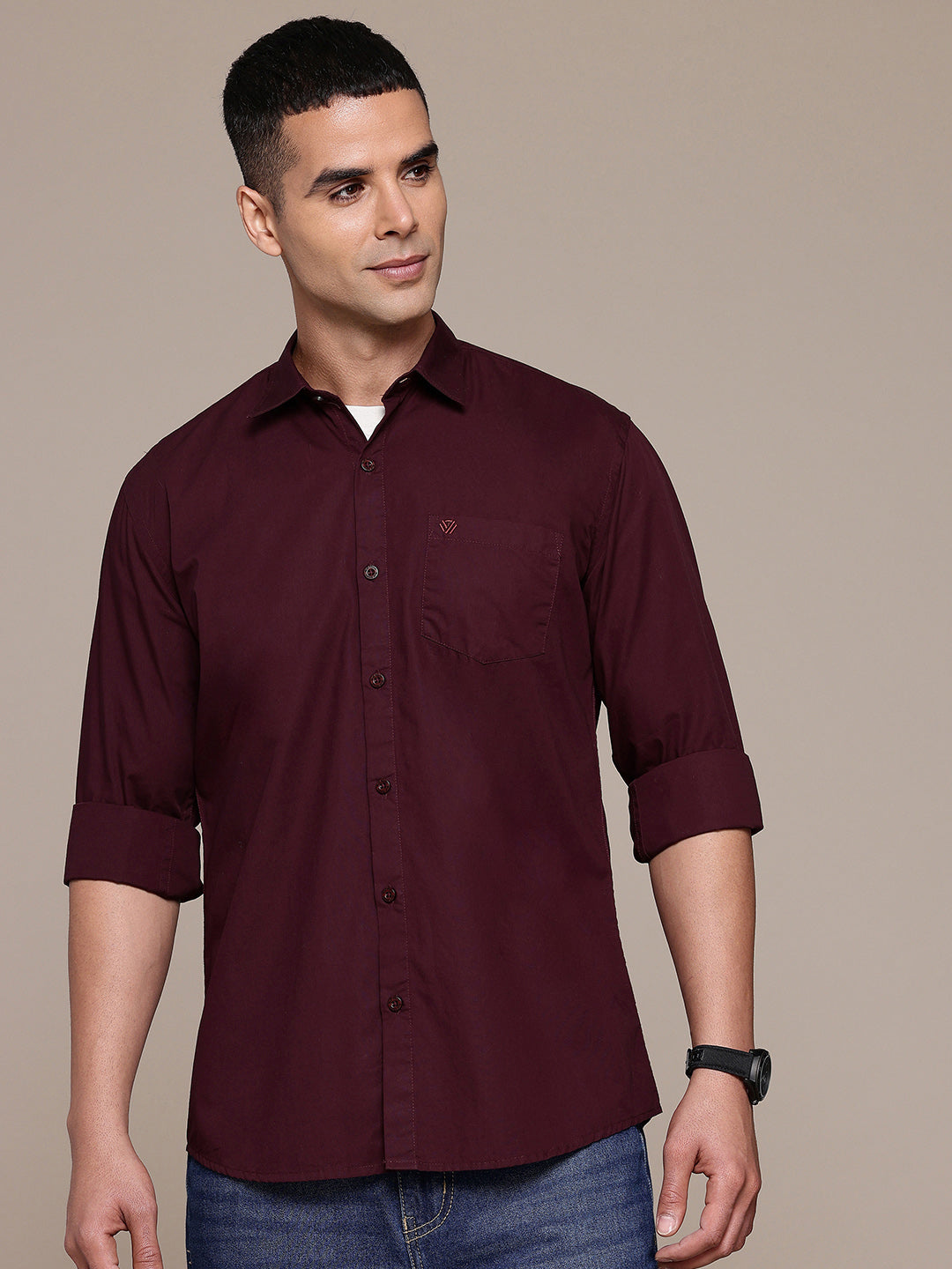 Burgundy Full Sleeve Pure Cotton Shirt