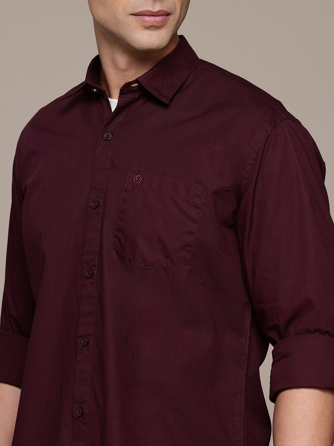 Burgundy Full Sleeve Pure Cotton Shirt