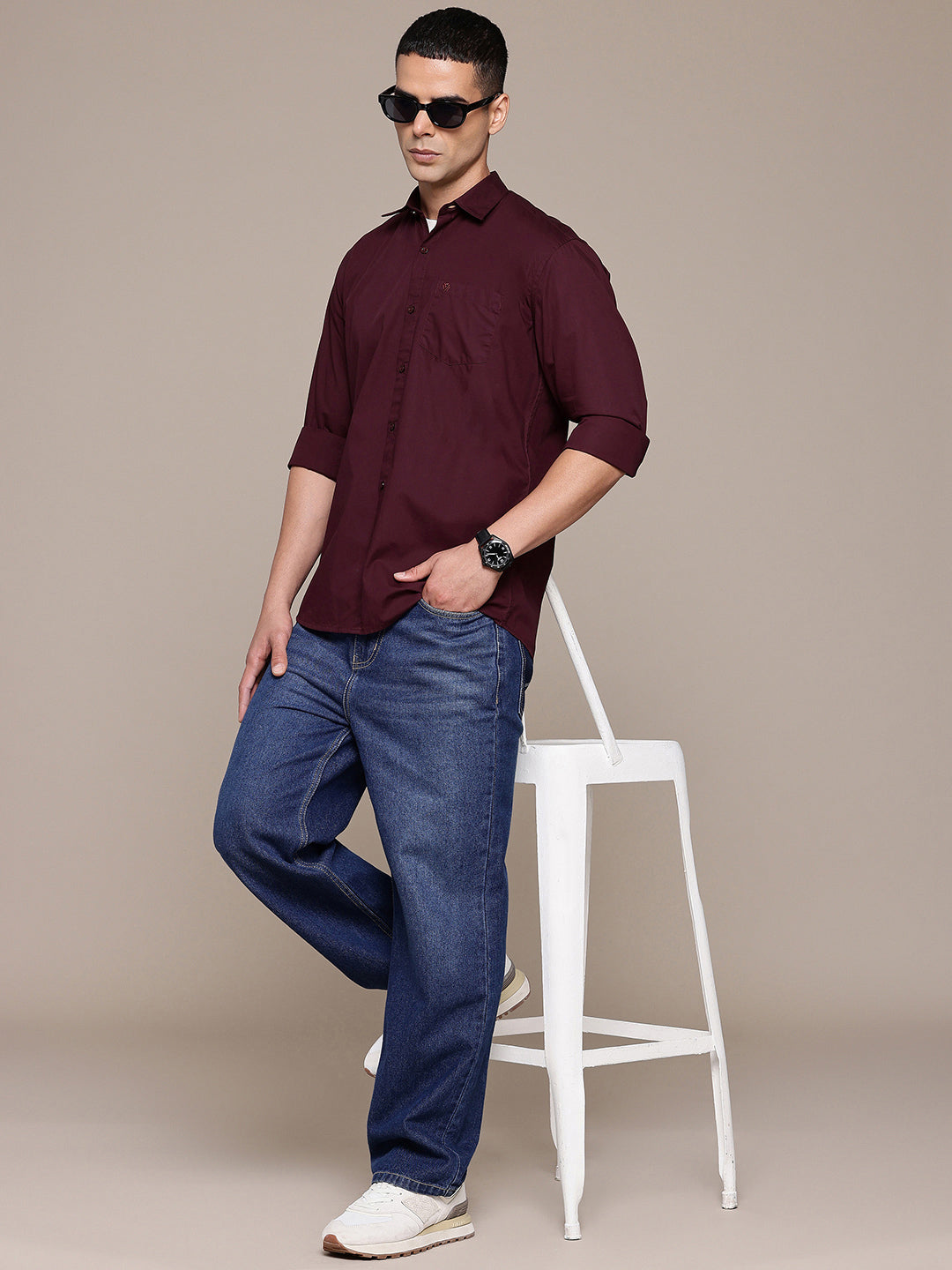 Burgundy Full Sleeve Pure Cotton Shirt