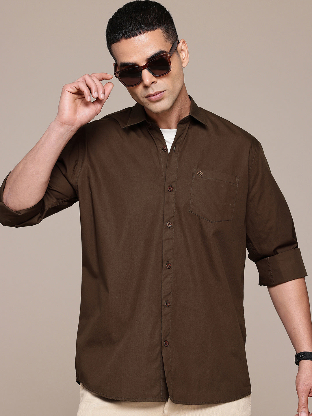 Coffee Full Sleeve Pure Cotton Shirt