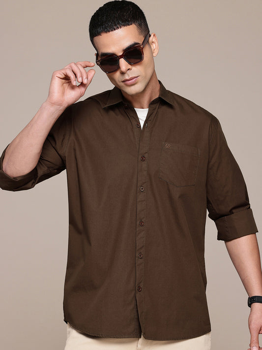 Coffee Full Sleeve Pure Cotton Shirt