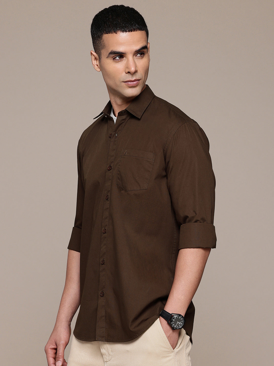 Coffee Full Sleeve Pure Cotton Shirt
