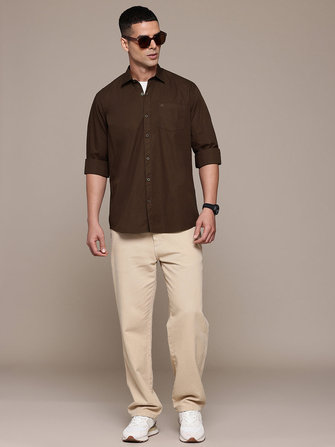 Coffee Full Sleeve Pure Cotton Shirt