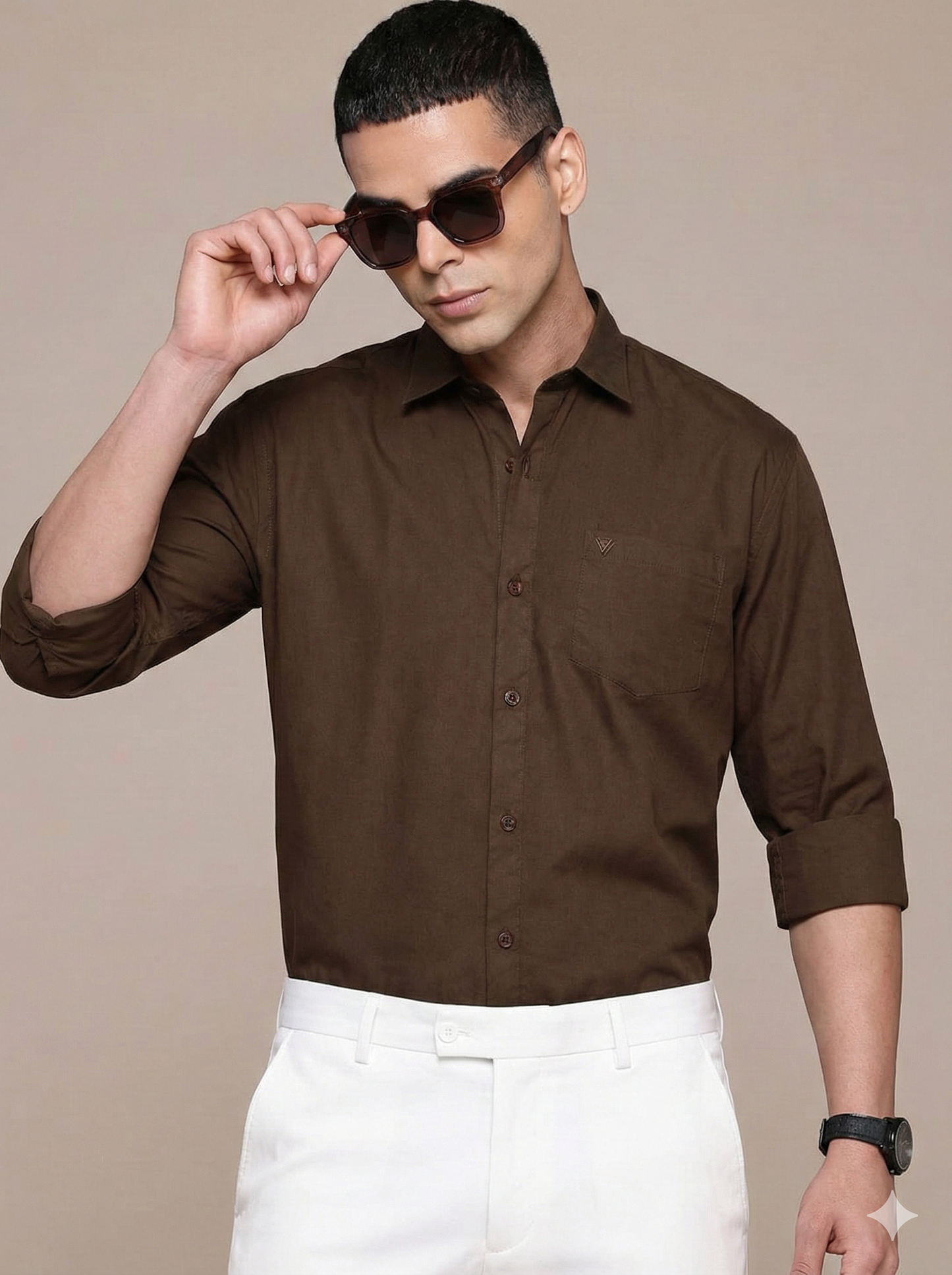 Coffee Full Sleeve Pure Cotton Shirt