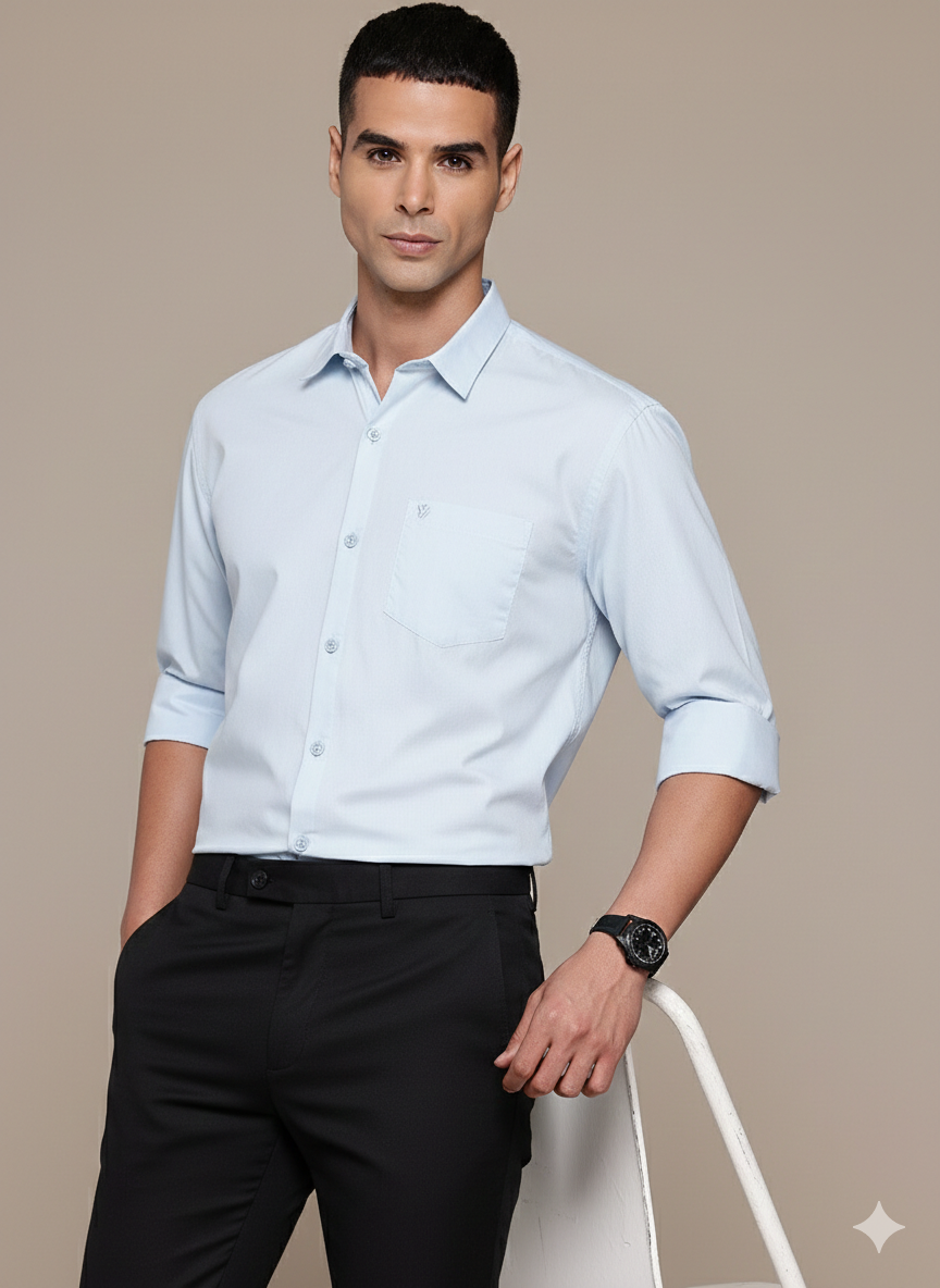 Light Blue Full Sleeve Pure Cotton Shirt