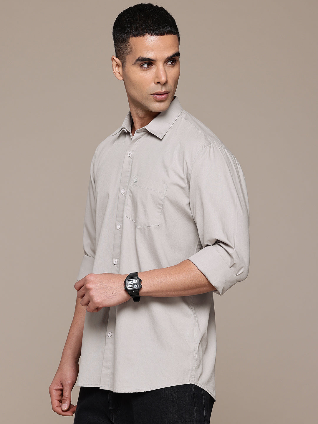 Light Grey Full Sleeve Pure Cotton Shirt