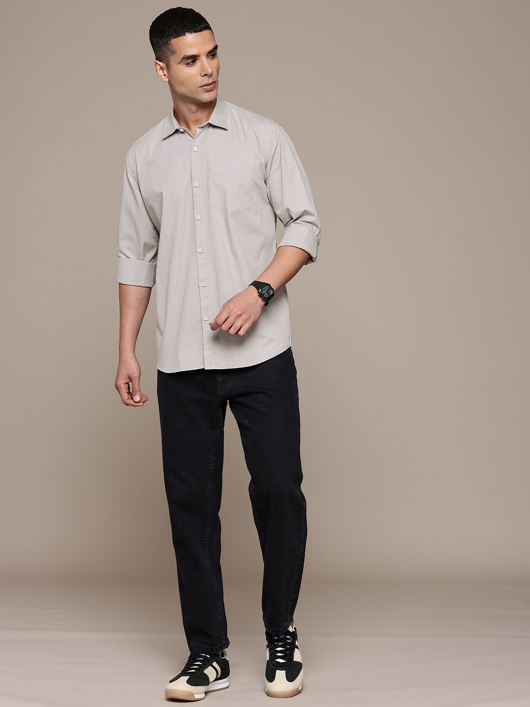 Light Grey Full Sleeve Pure Cotton Shirt
