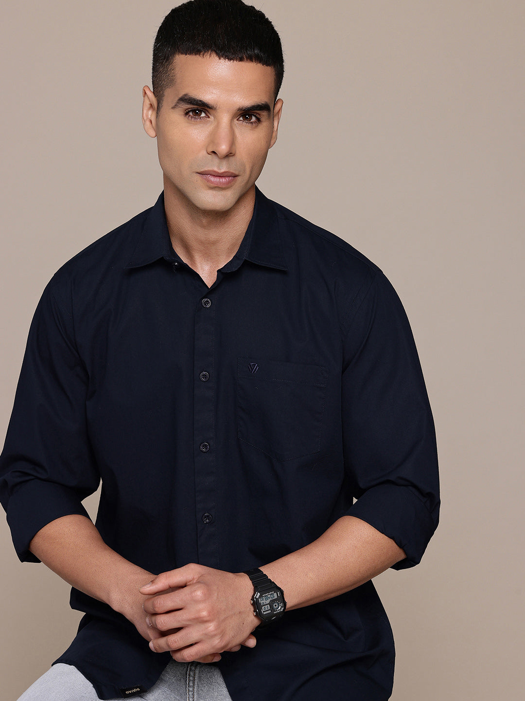 Navy Full Sleeve Pure Cotton Shirt
