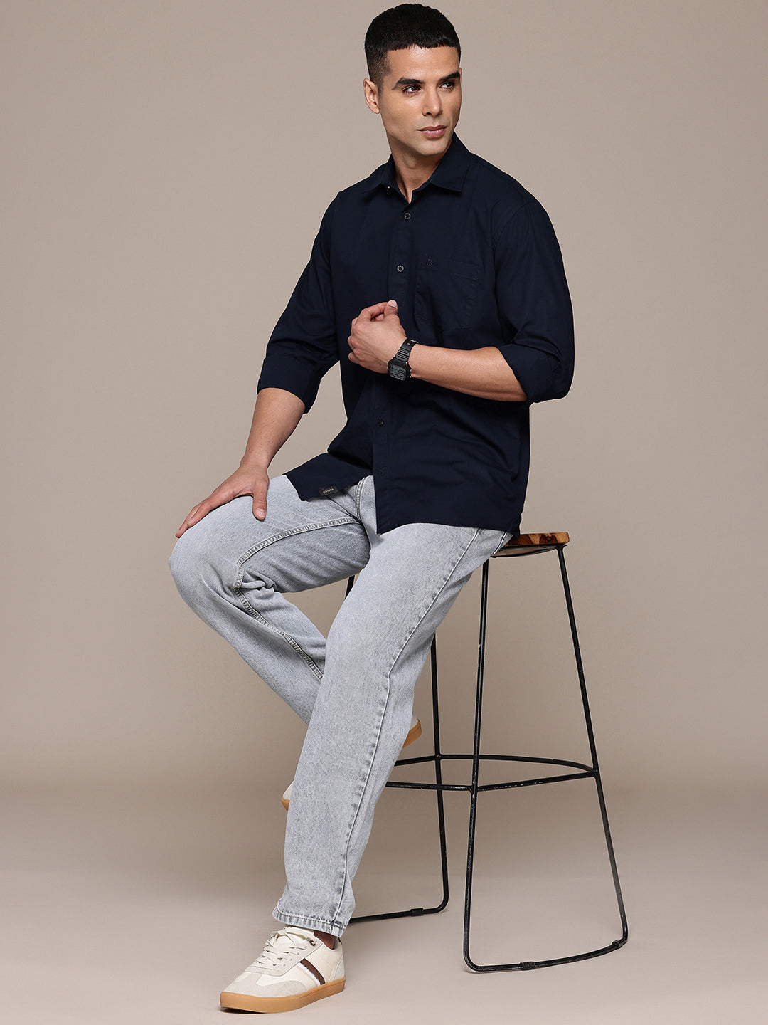 Navy Full Sleeve Pure Cotton Shirt