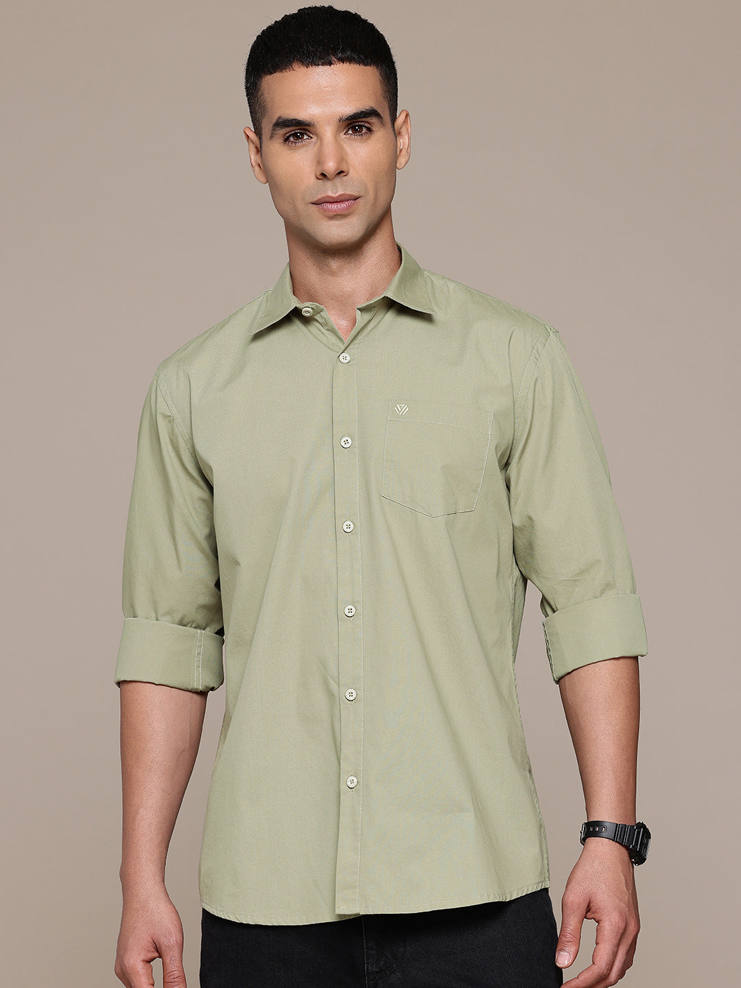 Olive Full Sleeve Pure Cotton Shirt
