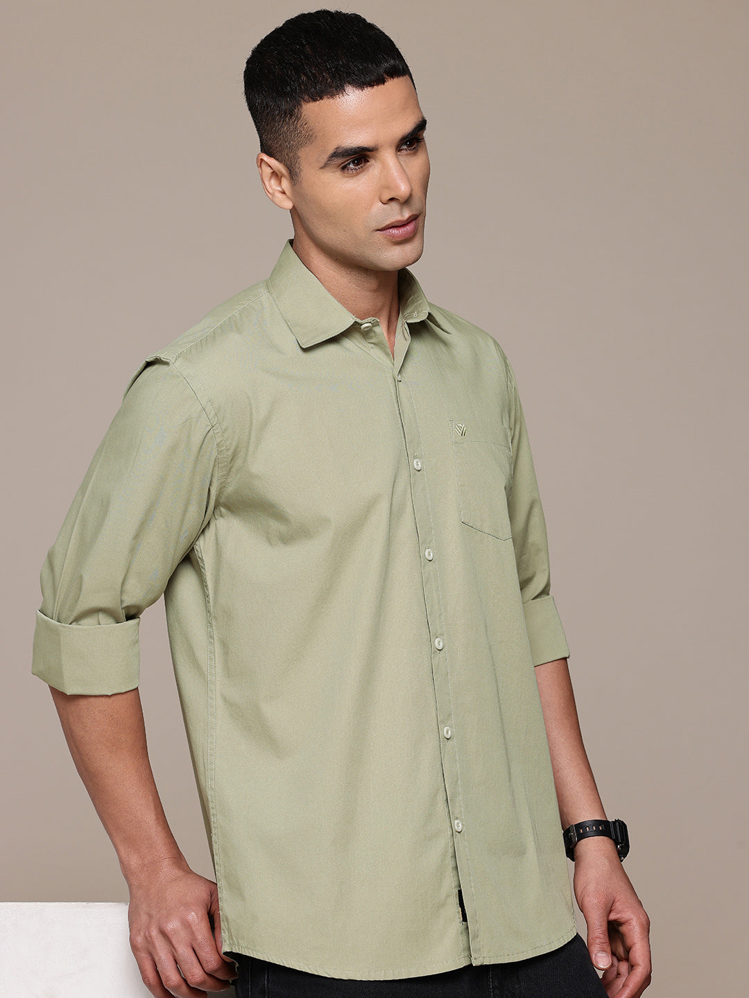 Olive Full Sleeve Pure Cotton Shirt