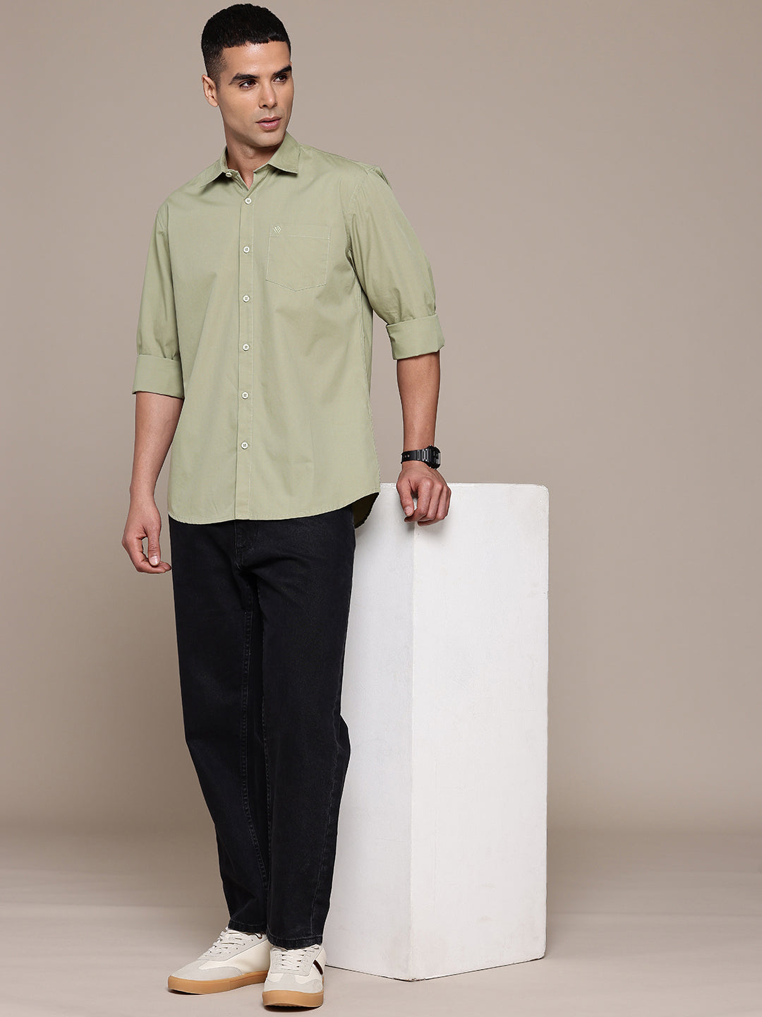 Olive Full Sleeve Pure Cotton Shirt