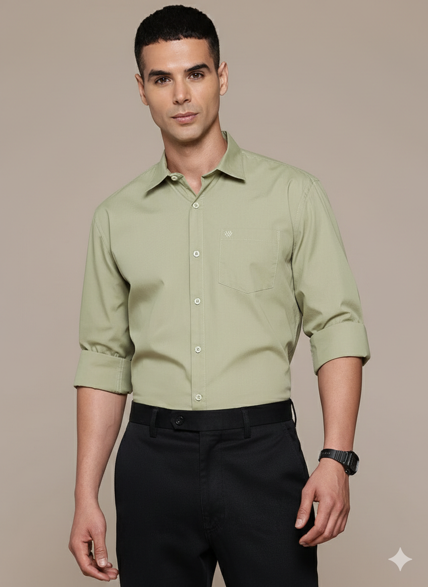 Olive Full Sleeve Pure Cotton Shirt