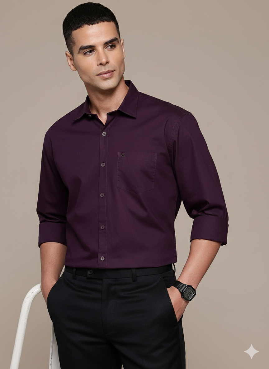 Purple Full Sleeve Pure Cotton Shirt