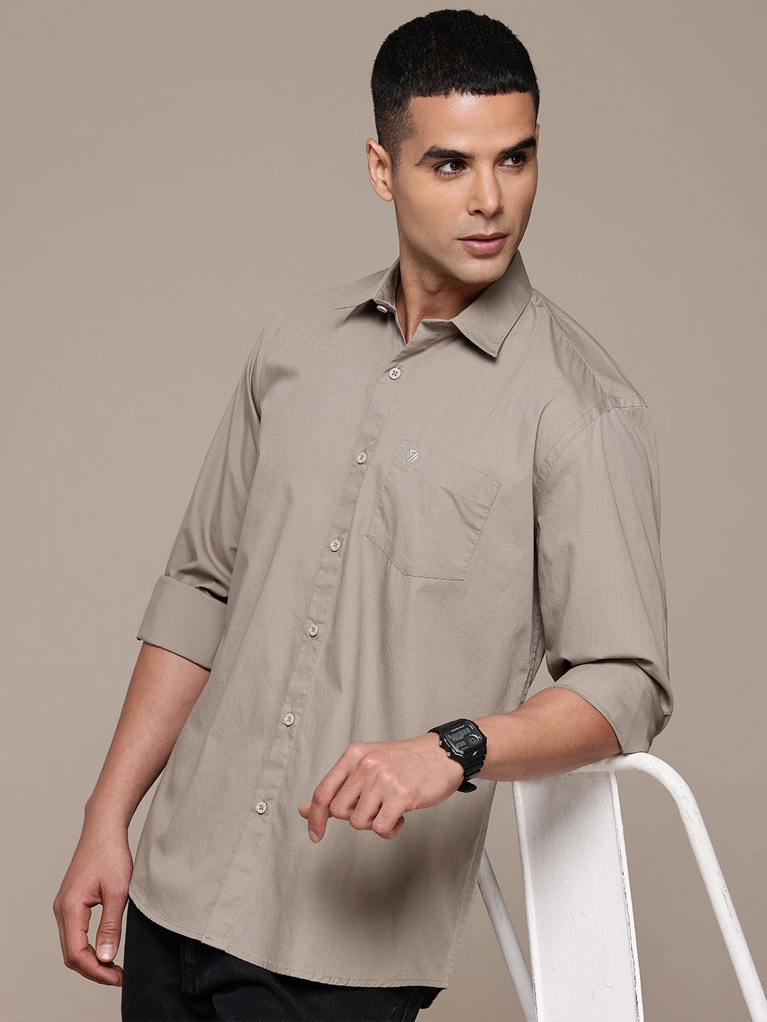 Smoke Grey Full Sleeve Pure Cotton Shirt