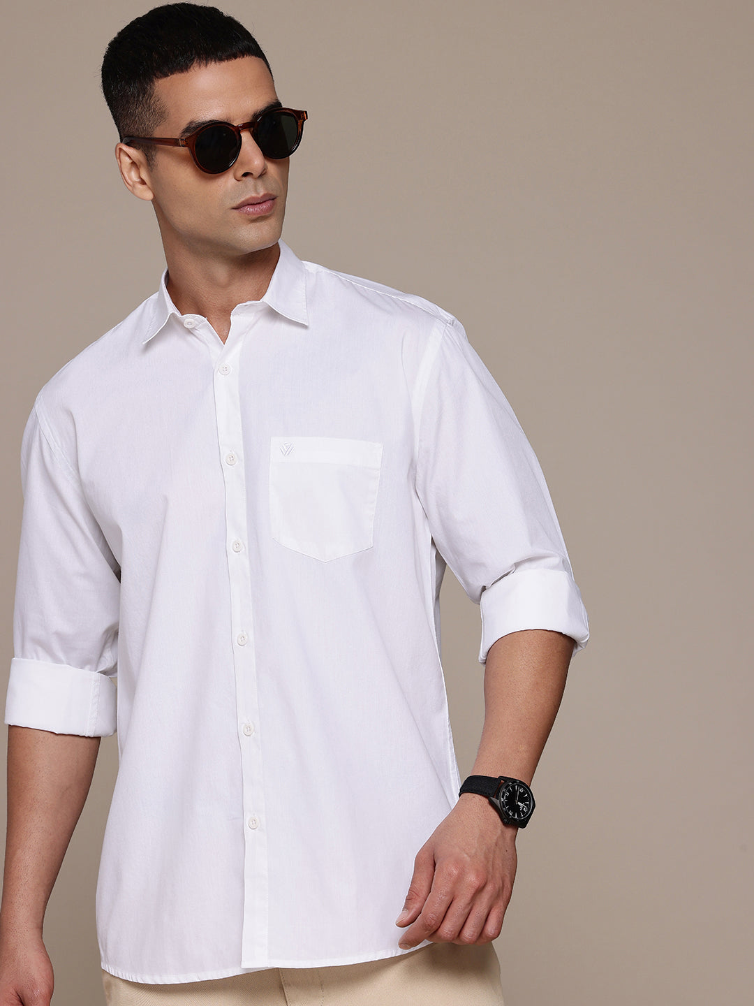 White Full Sleeve Pure Cotton Shirt