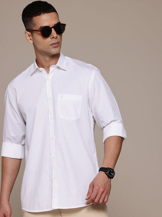 White Full Sleeve Pure Cotton Shirt