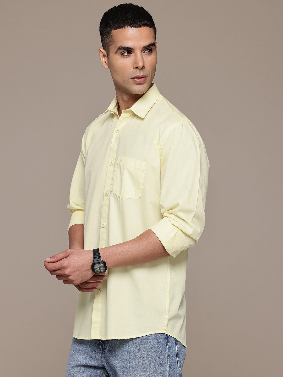 Yellow Full Sleeve Pure Cotton Shirt