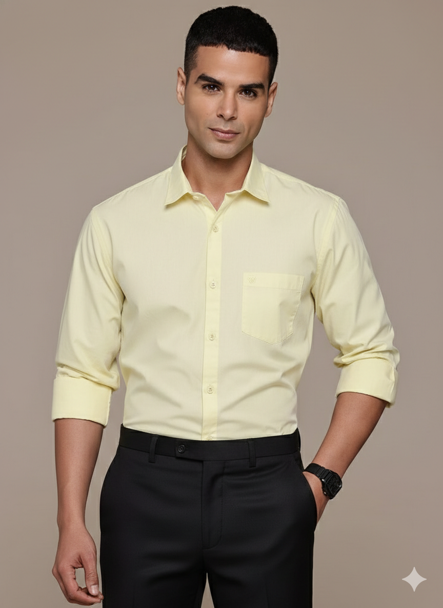 Yellow Full Sleeve Pure Cotton Shirt