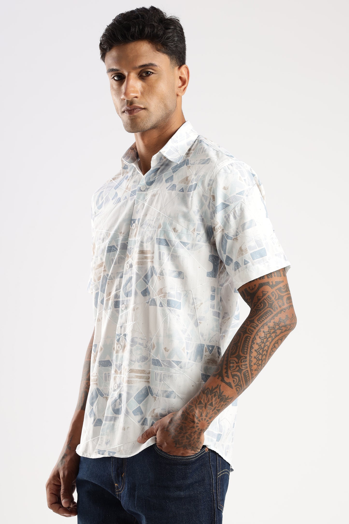 Multi Color Half Sleeve Viscose Rayon Shirt