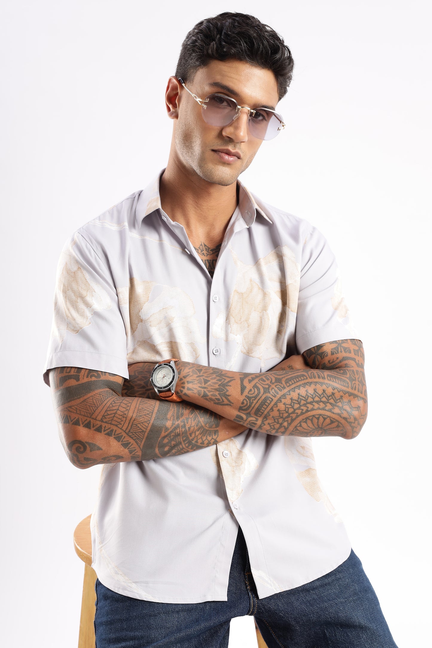 Multi Color Half Sleeve Viscose Rayon Shirt