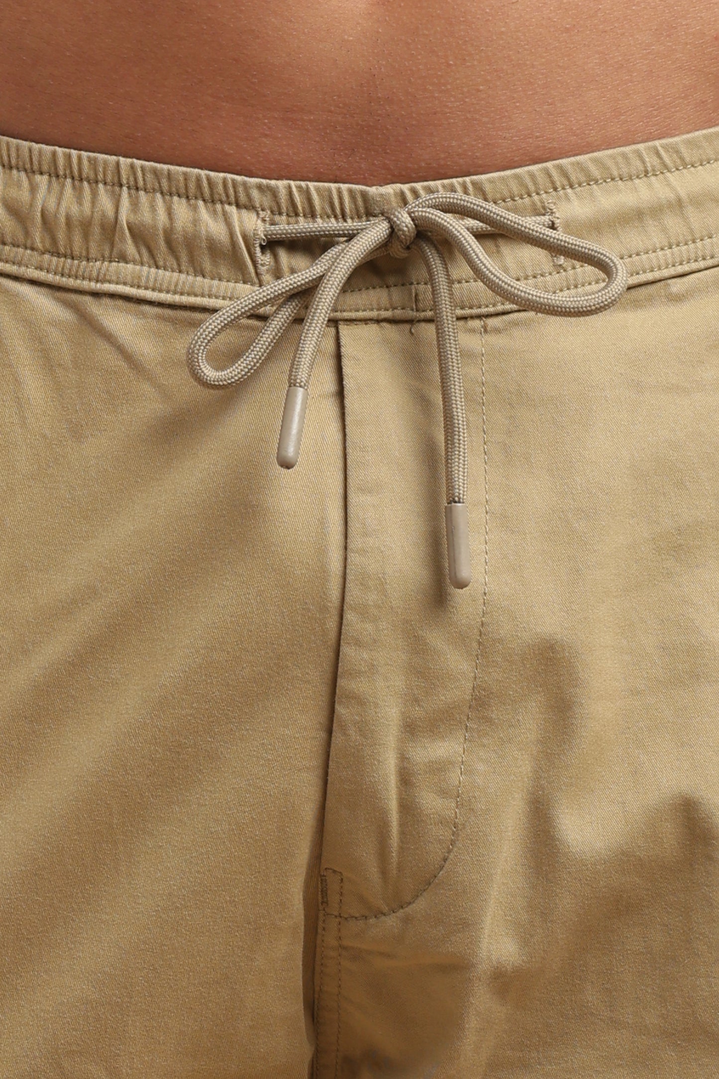 Beige Cotton Straight Fit Cargo