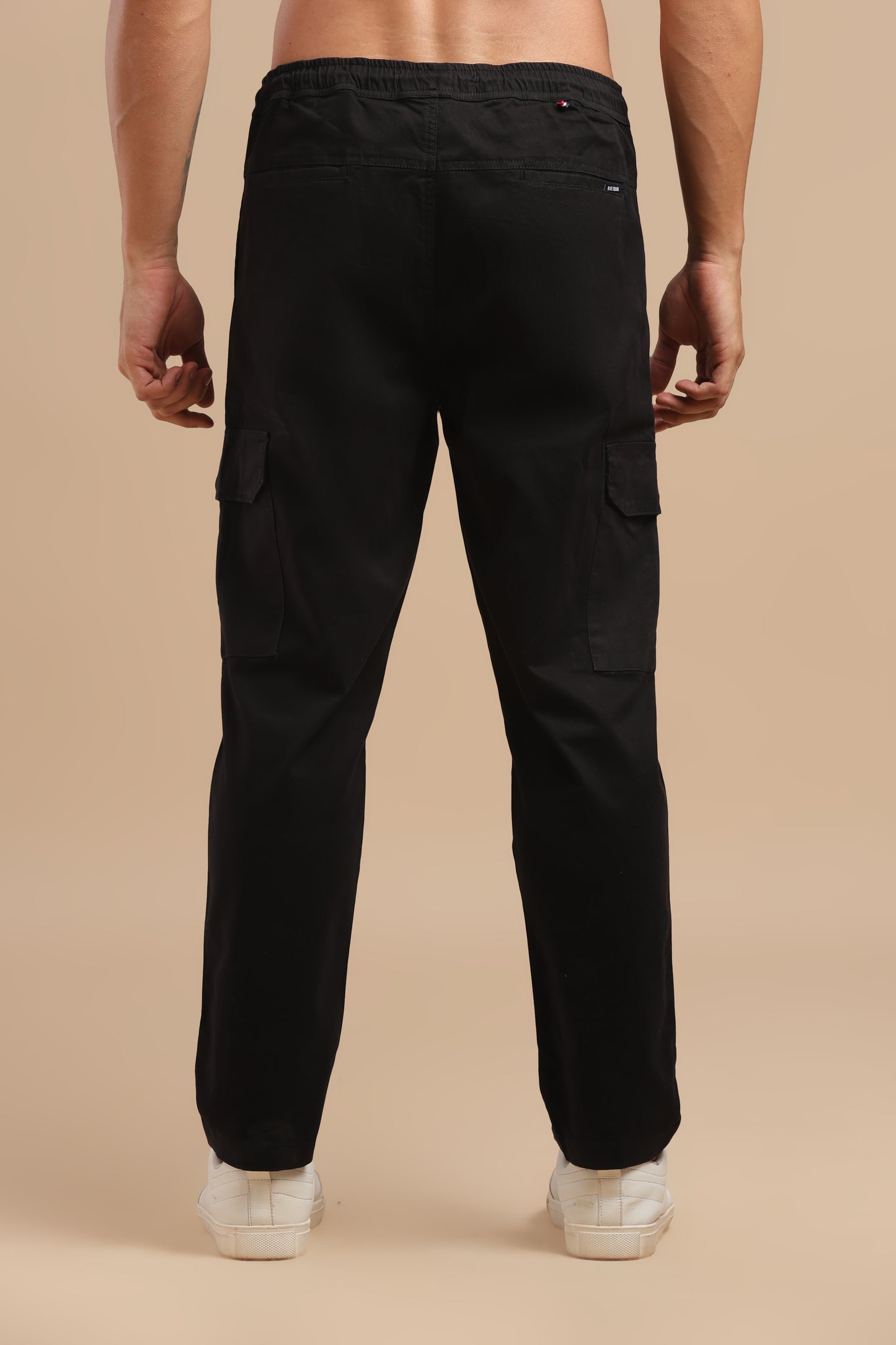 Black Cotton Straight Fit Cargo