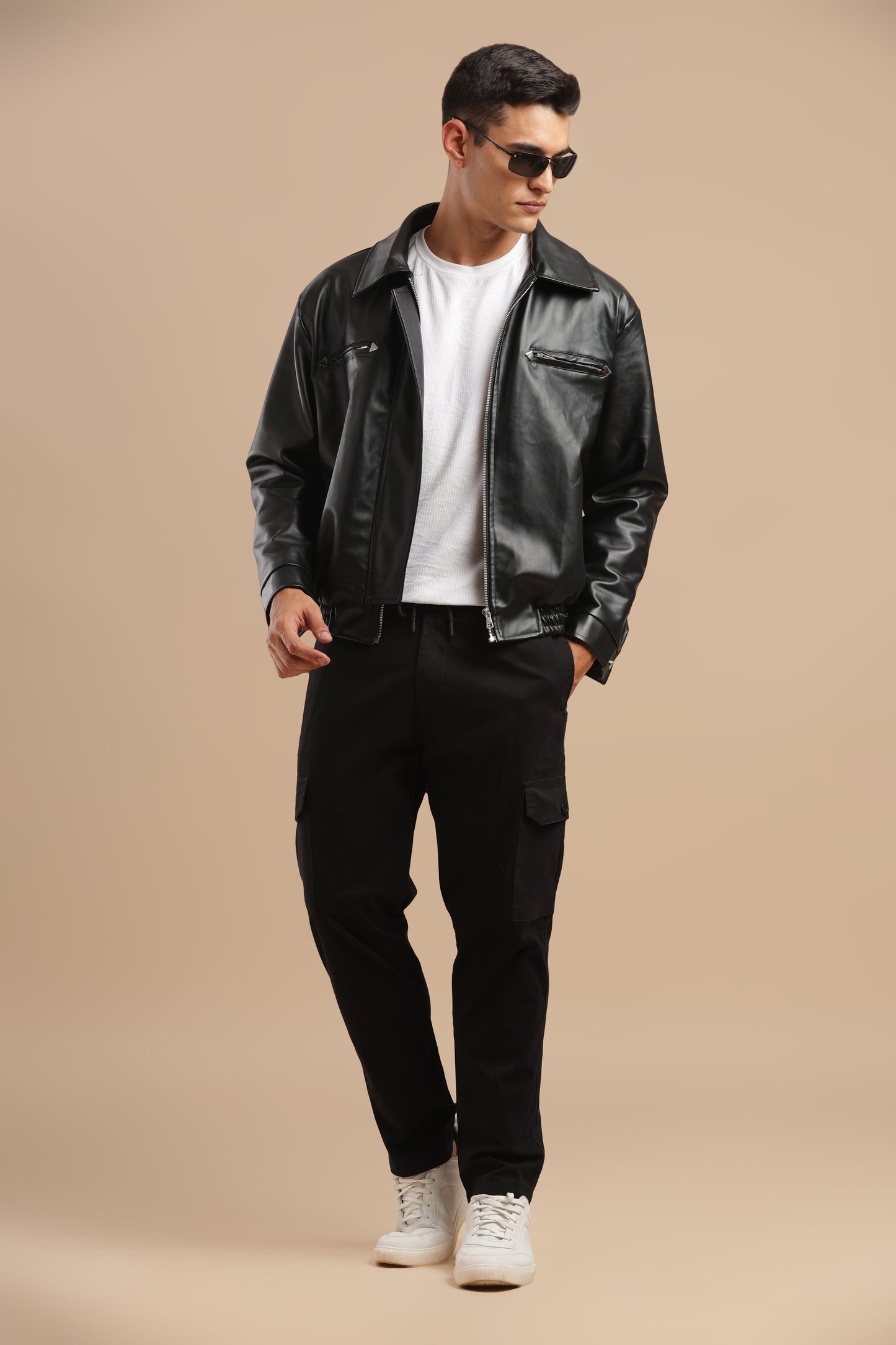 Black Cotton Straight Fit Cargo