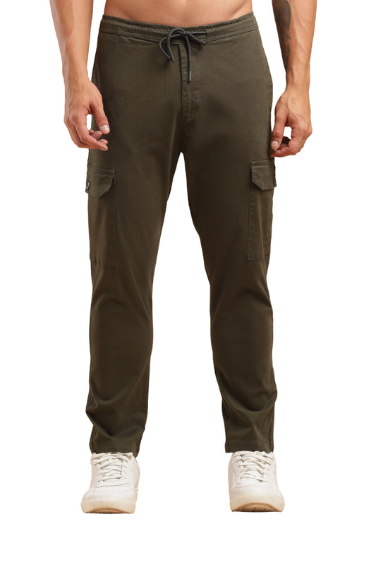 Bottle Green Cotton Straight Fit Cargo