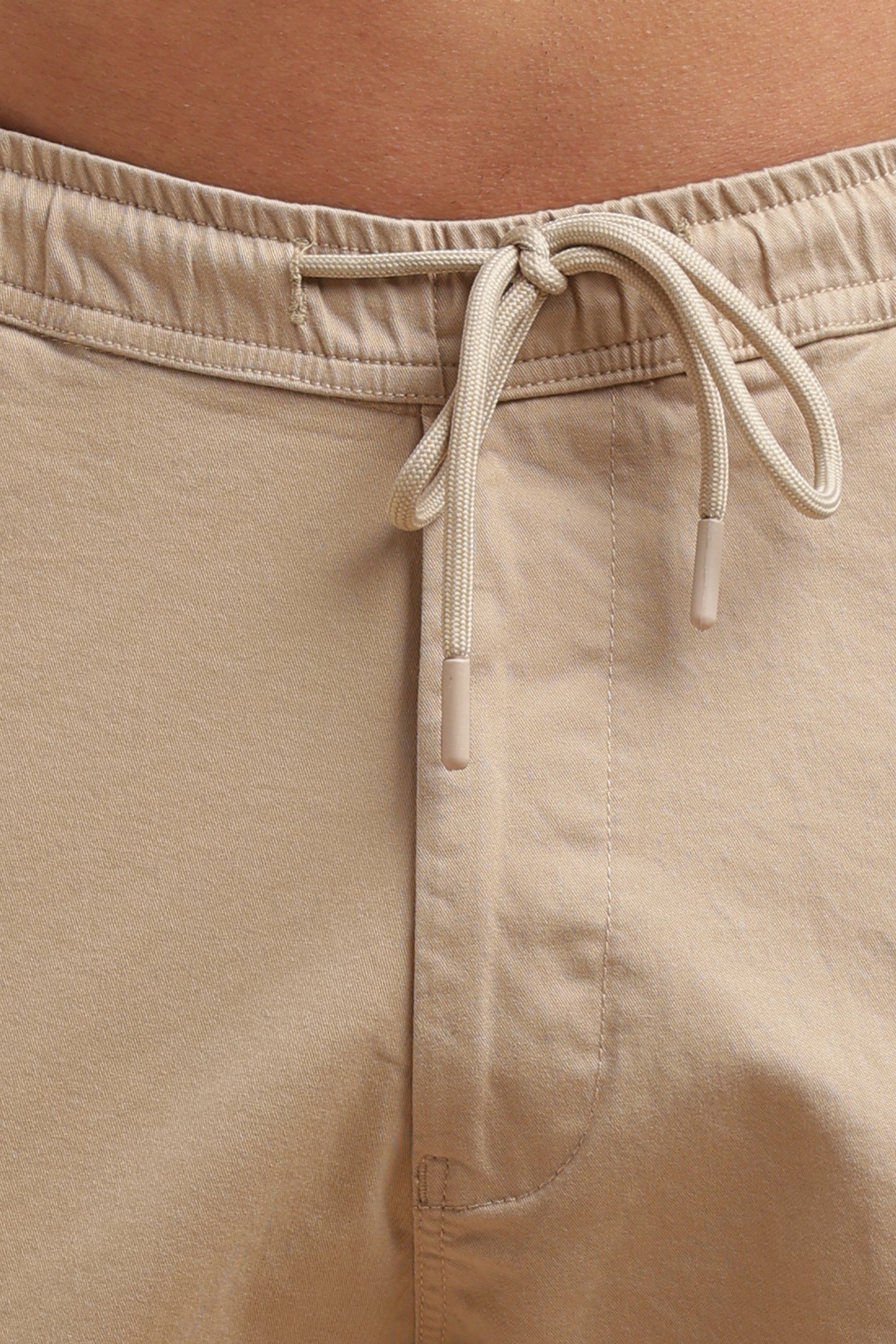 Cream Cotton Straight Fit Cargo