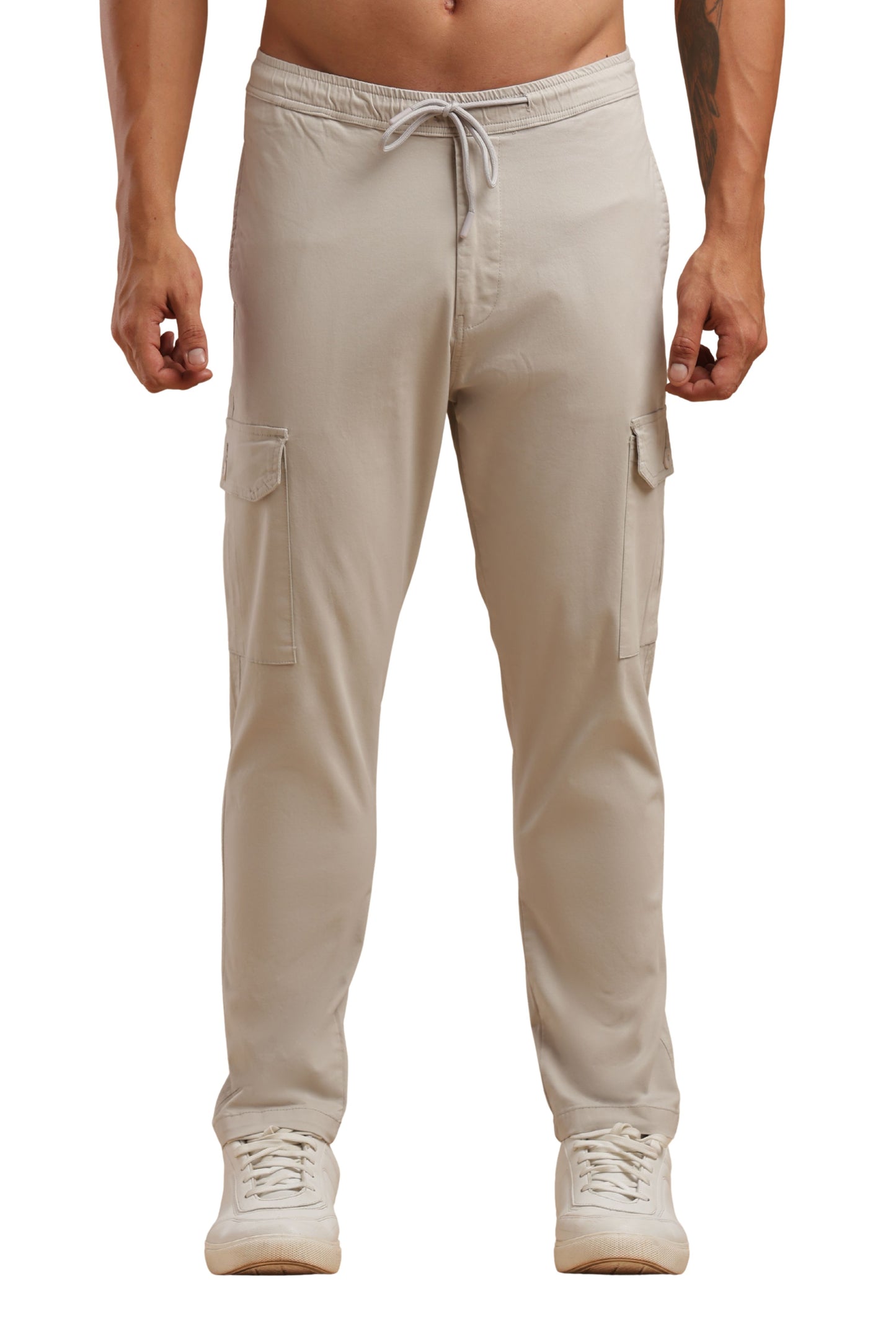 Silver Cotton Straight Fit Cargo