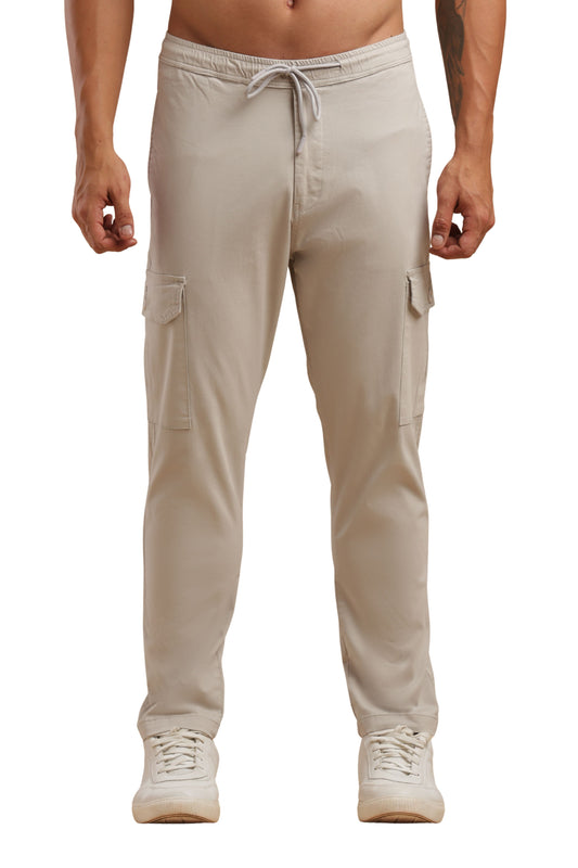 Silver Cotton Straight Fit Cargo